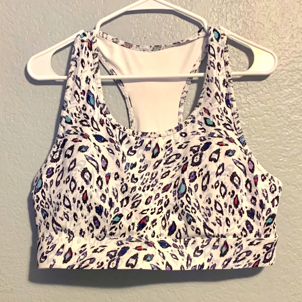 Fabletics White Leopard Mila Sports Bra